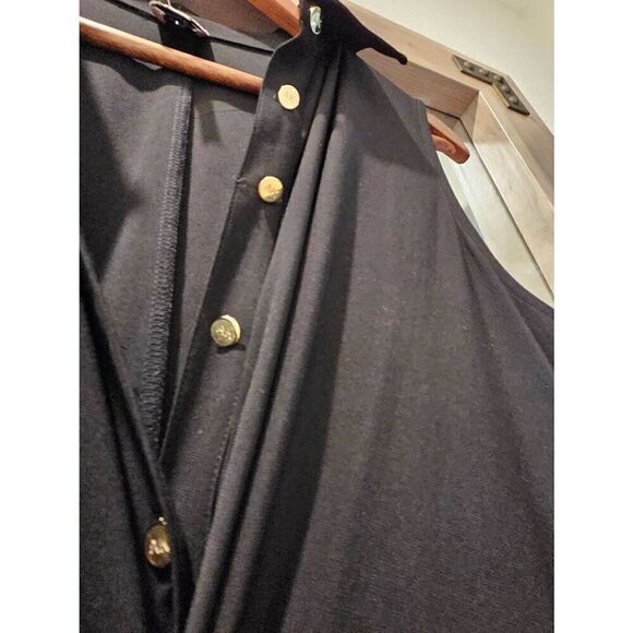 Anne Klein sleek button front black maxi dress - Picture 5 of 5